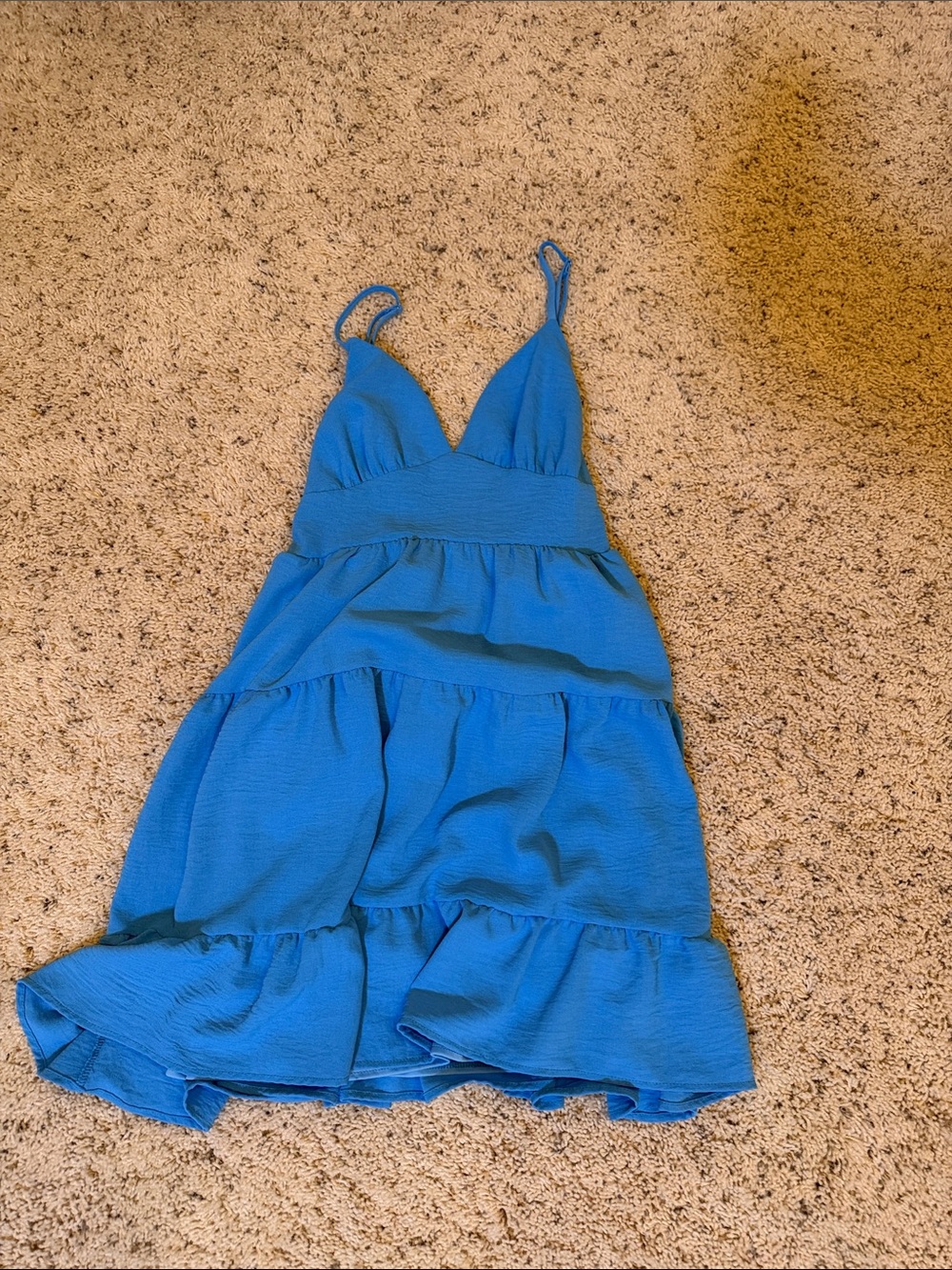 Altar'd State Bright Blue Tiered Spaghetti-Strap Mini Dress